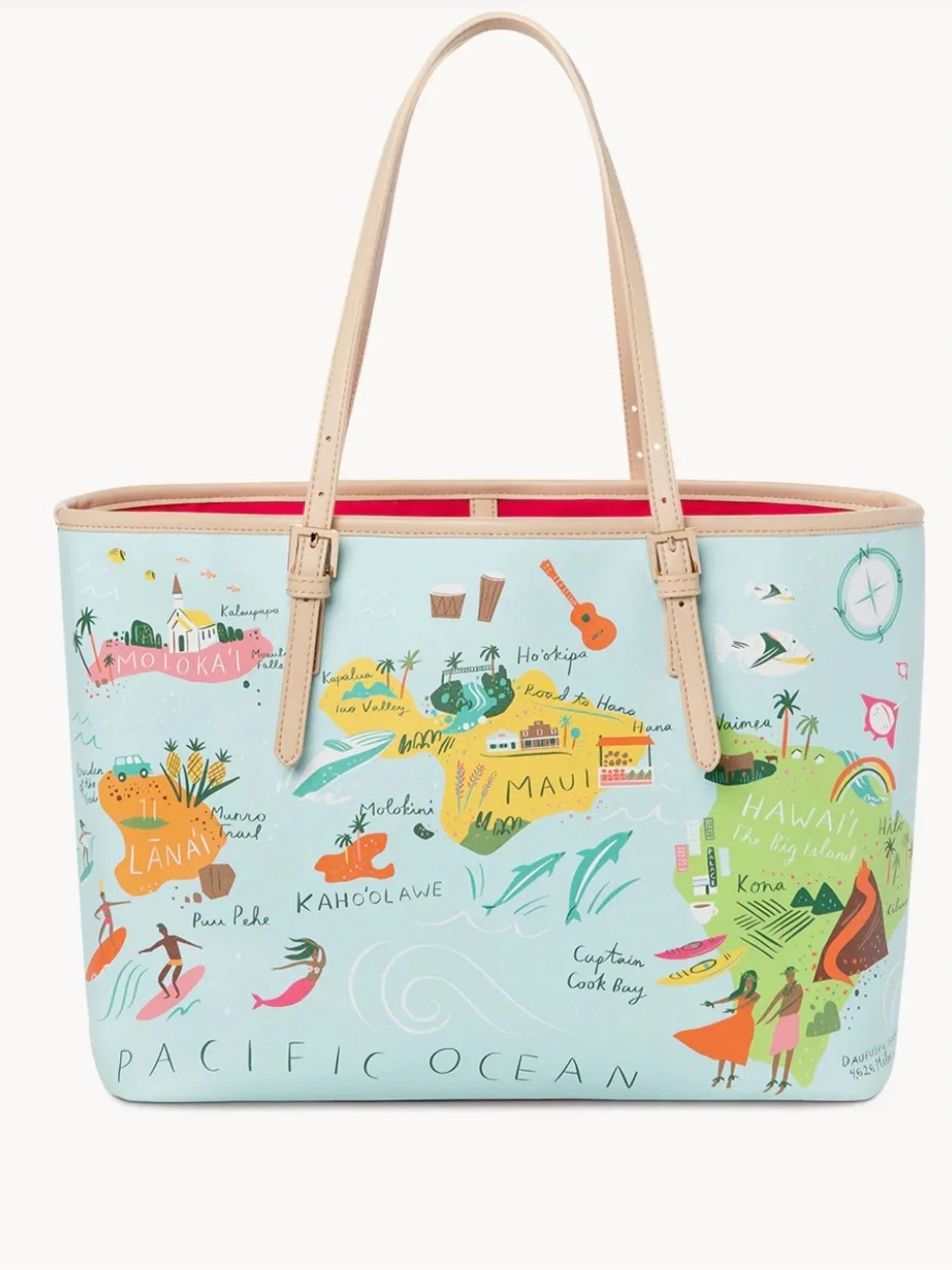 SPARTINA 449 Blue Hawaiian Map Tote Bag NWT
